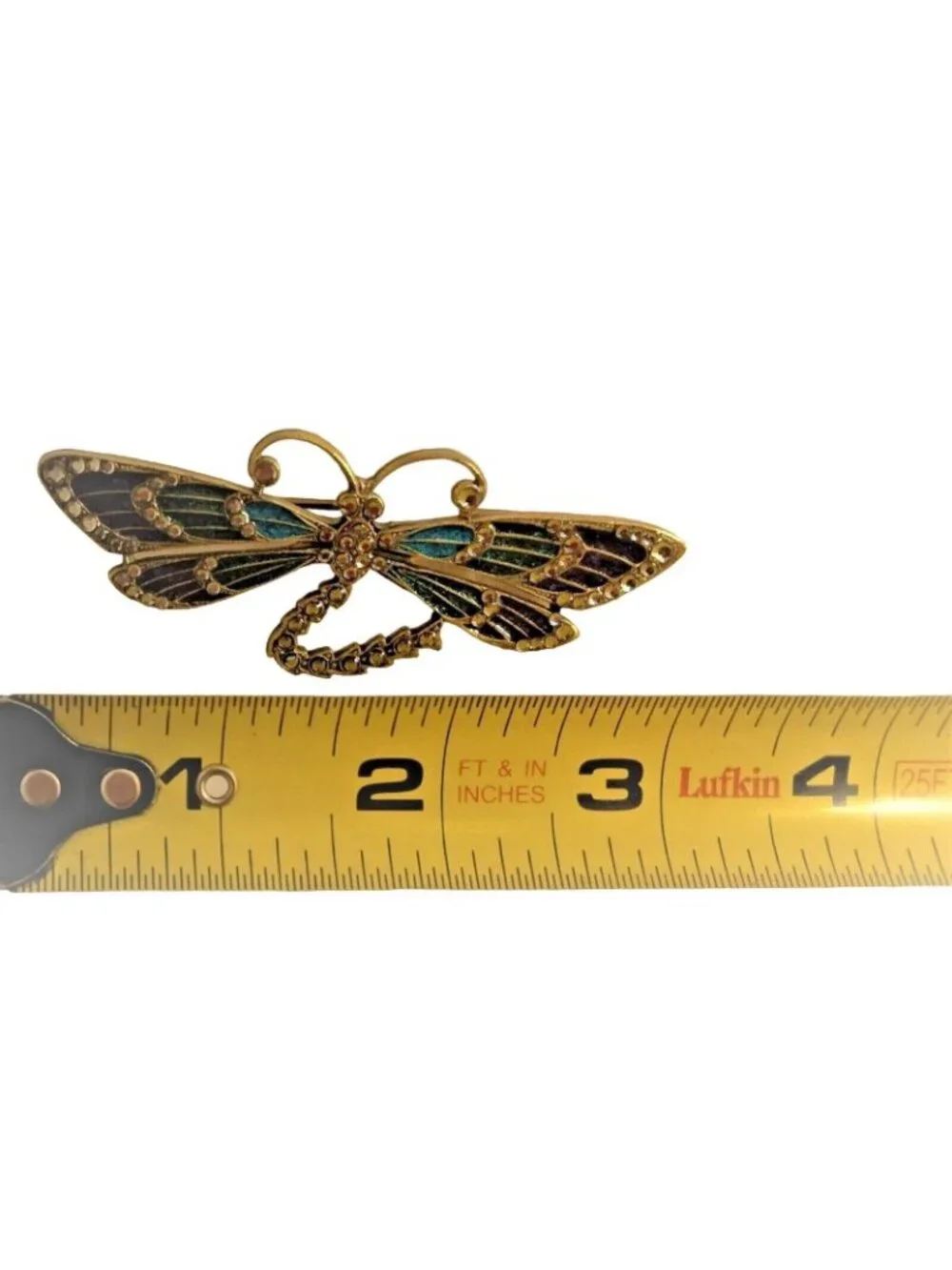 Dragonfly Brooch Pin Vintage Glass Works Studio Enamel Swarovski Anne Koplik